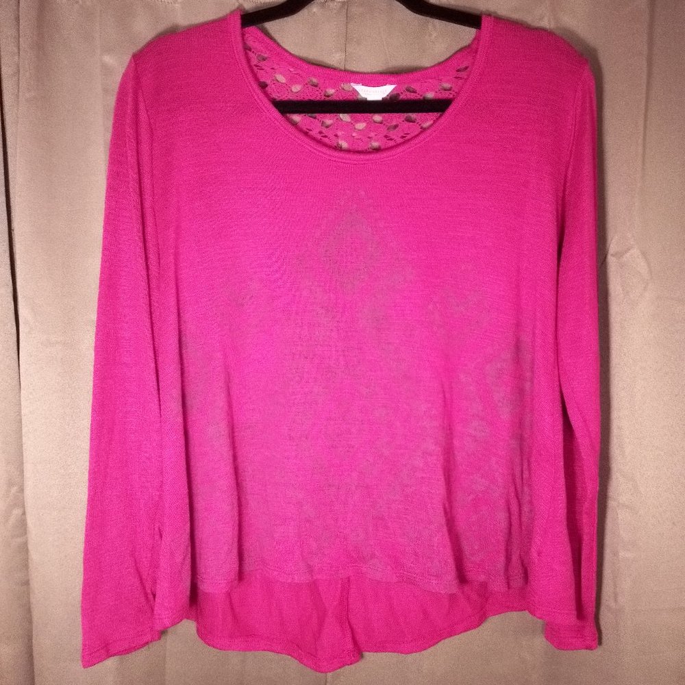 Aeropostale Magenta Purple Boho Lace Sweater Small Diamond Print - Picture 1 of 7
